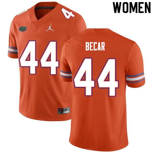 NCAA Florida Gators Brandon Becar Women's #44 Nike Orange Stitched Authentic College Football Jersey WKA7764UO